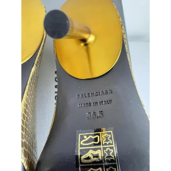 Balenciaga Baleciaga Essex Reptile Embossed Metallic Pointed Toe Pump Sz 6.5